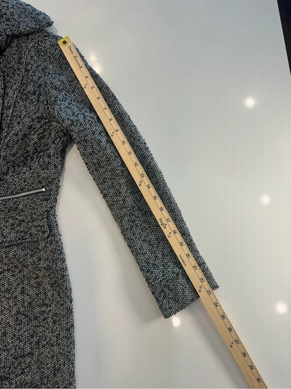 Cynthia Rowley Black & White Tweed Pea Coat with Zip Accents - Picture 8 of 8